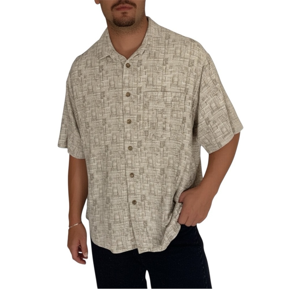 Men's Tan Button Down Shirt 2XL